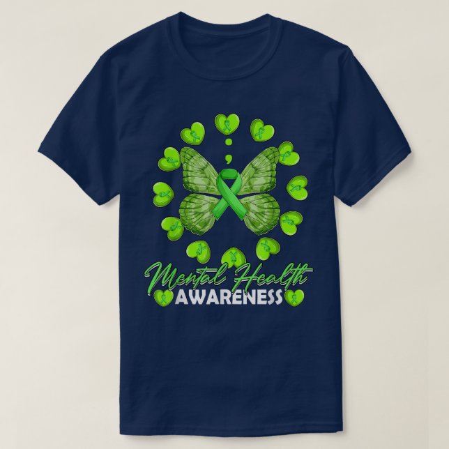 Mental Health Awareness Month Heart Love Butterfly T-Shirt (Design Front)