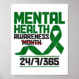 Mental Health Awareness Month S Green Ribbon Poster