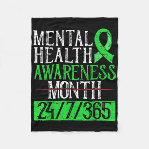 Mental Health Awareness Month Shirt 24_7_365 Green Fleece Blanket