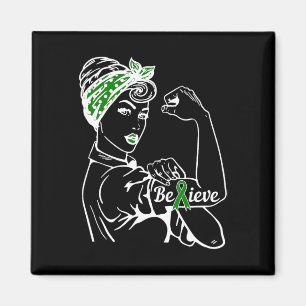 Mental Health Awareness Month Woman Green Ribbon B Magnet