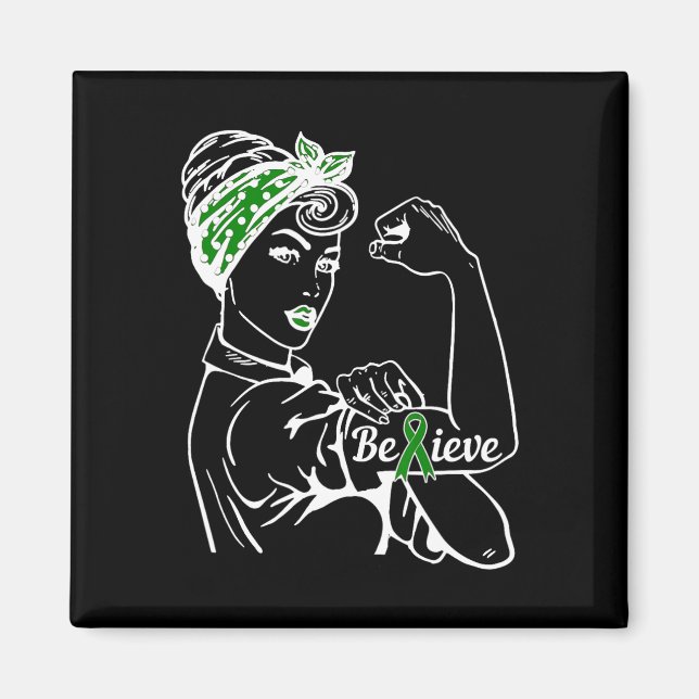 Mental Health Awareness Month Woman Green Ribbon B Magnet (Front)