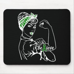 Mental Health Awareness Month Woman Green Ribbon B Mouse Pad