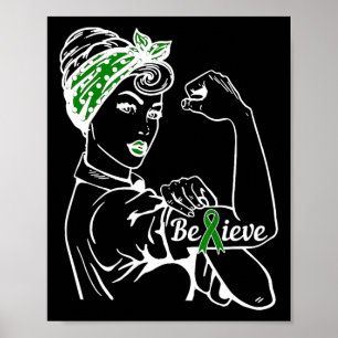 Mental Health Awareness Month Woman Green Ribbon B Poster
