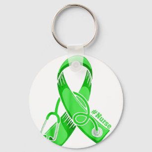 Mental Health Awareness Nurse Stethoscope Green Ri Key Ring