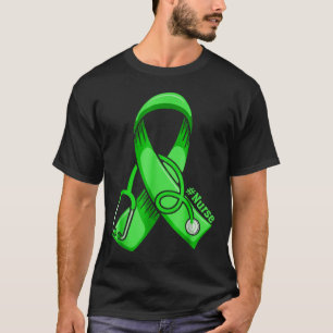 Mental Health Awareness Nurse Stethoscope Green Ri T-Shirt