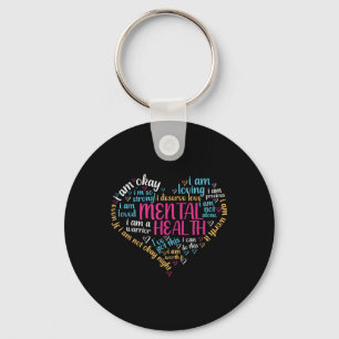 Mental Health Awareness Positive Message Love Hear Key Ring