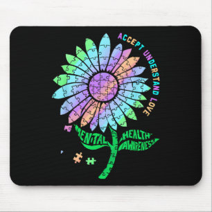 Mental Health Awareness Puzzle Sunflower Mouse Pad