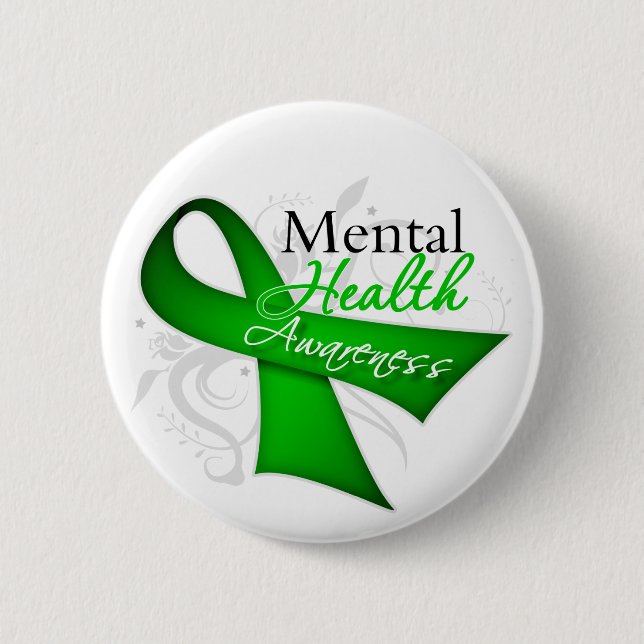 Mental Health Awareness Ribbon 6 Cm Round Badge (Front)