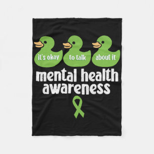 Mental Health Awareness Rubber Duck Womens Kids Ru Fleece Blanket