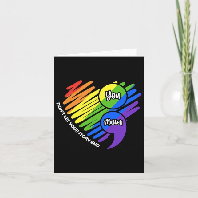 Mental Health Awareness Semicolon Lgbtq Suicide Pr Card (Front)