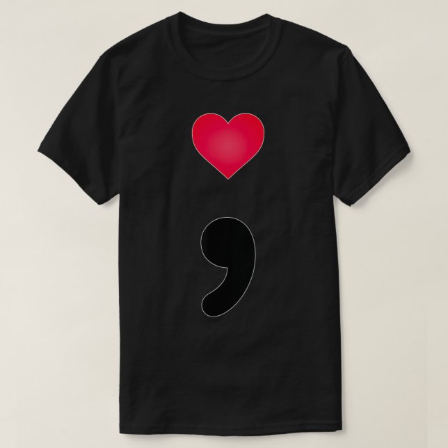 Mental Health Awareness Semicolon with Heart1  T-Shirt (Design Front)