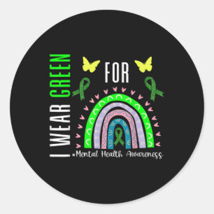 Mental Health Awareness Shirt End The Stigma Rainb Classic Round Sticker