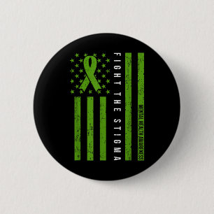 Mental Health Awareness Shirt Green Ribbon Support 6 Cm Round Badge