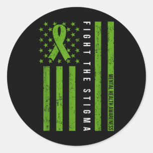 Mental Health Awareness Shirt Green Ribbon Support Classic Round Sticker