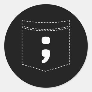 Mental Health Awareness Shirt - Pocket Semicolon S Classic Round Sticker