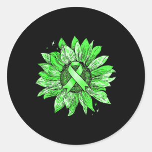 Mental Health Awareness Shirt Sunflower Green Ribb Classic Round Sticker