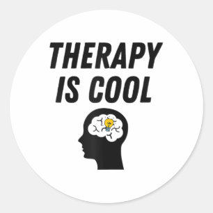 Mental Health Awareness Shirt Therapy Is Cool Ther Classic Round Sticker