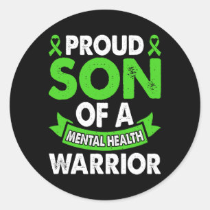 Mental Health Awareness Son Of Warrior Mental Ther Classic Round Sticker