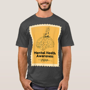 Mental Health Awareness Stamp With Brain Mind And  T-Shirt