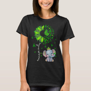 Mental Health Awareness Sunflower Baby Elephant Gr T-Shirt