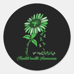 Mental Health Awareness Sunflower Brain Illness Gr Classic Round Sticker