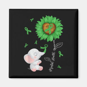 Mental Health Awareness Sunflower Elephant & G Magnet
