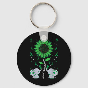 Mental Health Awareness Sunflower Elephant Green R Key Ring