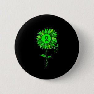 Mental health awareness sunflower green ribbon 6 cm round badge