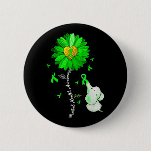 Mental Health Awareness Sunflower Green Ribbon Ele 6 Cm Round Badge