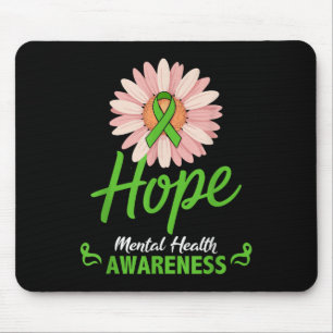 Mental Health Awareness Sunflower Green Ribbon Pos Mouse Pad