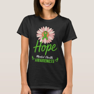 Mental Health Awareness Sunflower Green Ribbon Pos T-Shirt