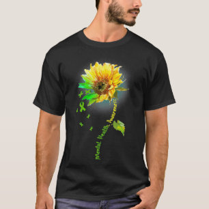 Mental Health Awareness Sunflower Green Ribbon T-Shirt