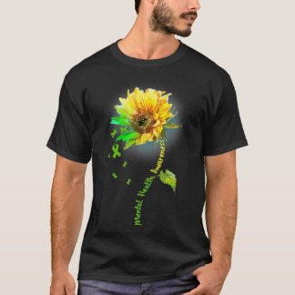 Mental Health Awareness Sunflower Green Ribbon T-Shirt
