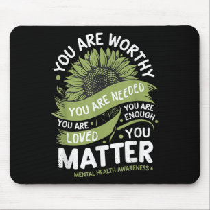 Mental Health Awareness Sunflower Strength Design Mouse Pad