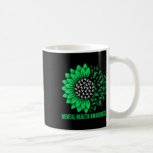 Mental Health Awareness Sunfower Ribbon Green  Coffee Mug
