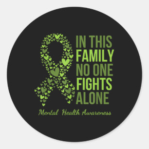 Mental Health Awareness Support Green Ribbon  Classic Round Sticker