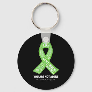 Mental Health Awareness Support Ribbon Word Cloud Key Ring
