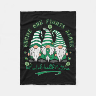 Mental Health Awareness Support Squad Gnome Green  Fleece Blanket