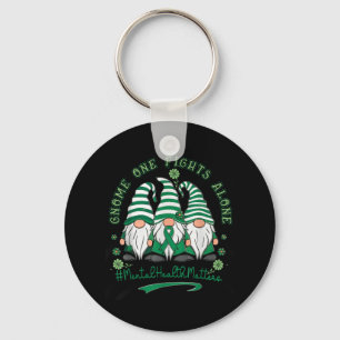 Mental Health Awareness Support Squad Gnome Green Key Ring