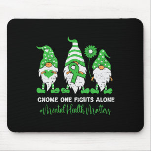 Mental Health Awareness Support Squad Gnome Green Mouse Pad