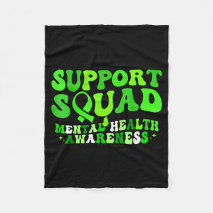 Mental health awareness support squad green ribbon fleece blanket