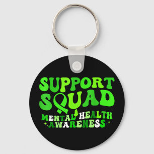 Mental health awareness support squad green ribbon key ring