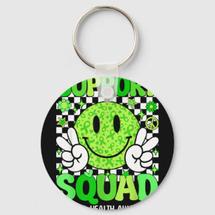 Mental health awareness support squad green ribbon key ring