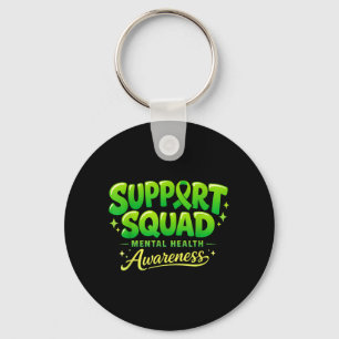 Mental Health Awareness Support Squad Green Ribbon Key Ring