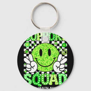 Mental health awareness support squad green ribbon key ring