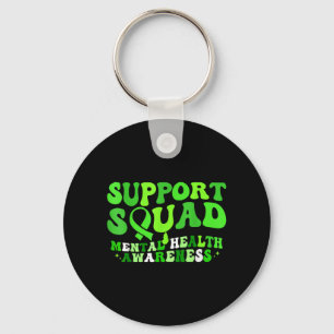 Mental Health Awareness Support Squad Green Ribbon Key Ring