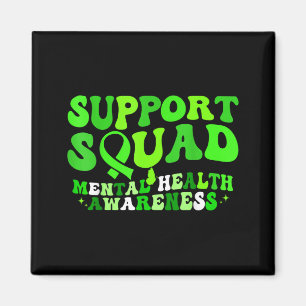 Mental health awareness support squad green ribbon magnet