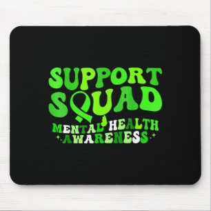 Mental health awareness support squad green ribbon mouse pad