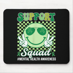 Mental Health Awareness Support Squad Green Ribbon Mouse Pad