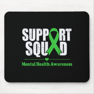 Mental Health Awareness Support Squad Green Ribbon Mouse Pad
